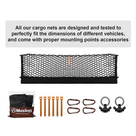 Muslogy net in truck bed for scale showing coverage and compact storage benefit