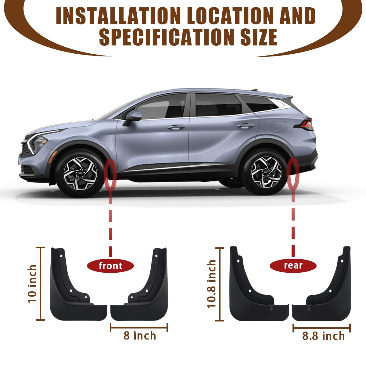 Muslogy mud flap beside wheel showing scale and edge coverage for protection