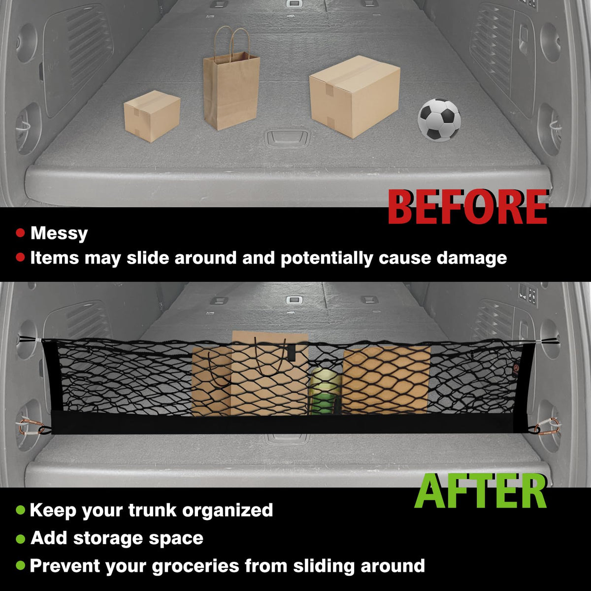 Muslogy net organizing groceries and tools, reduces rolling and spills