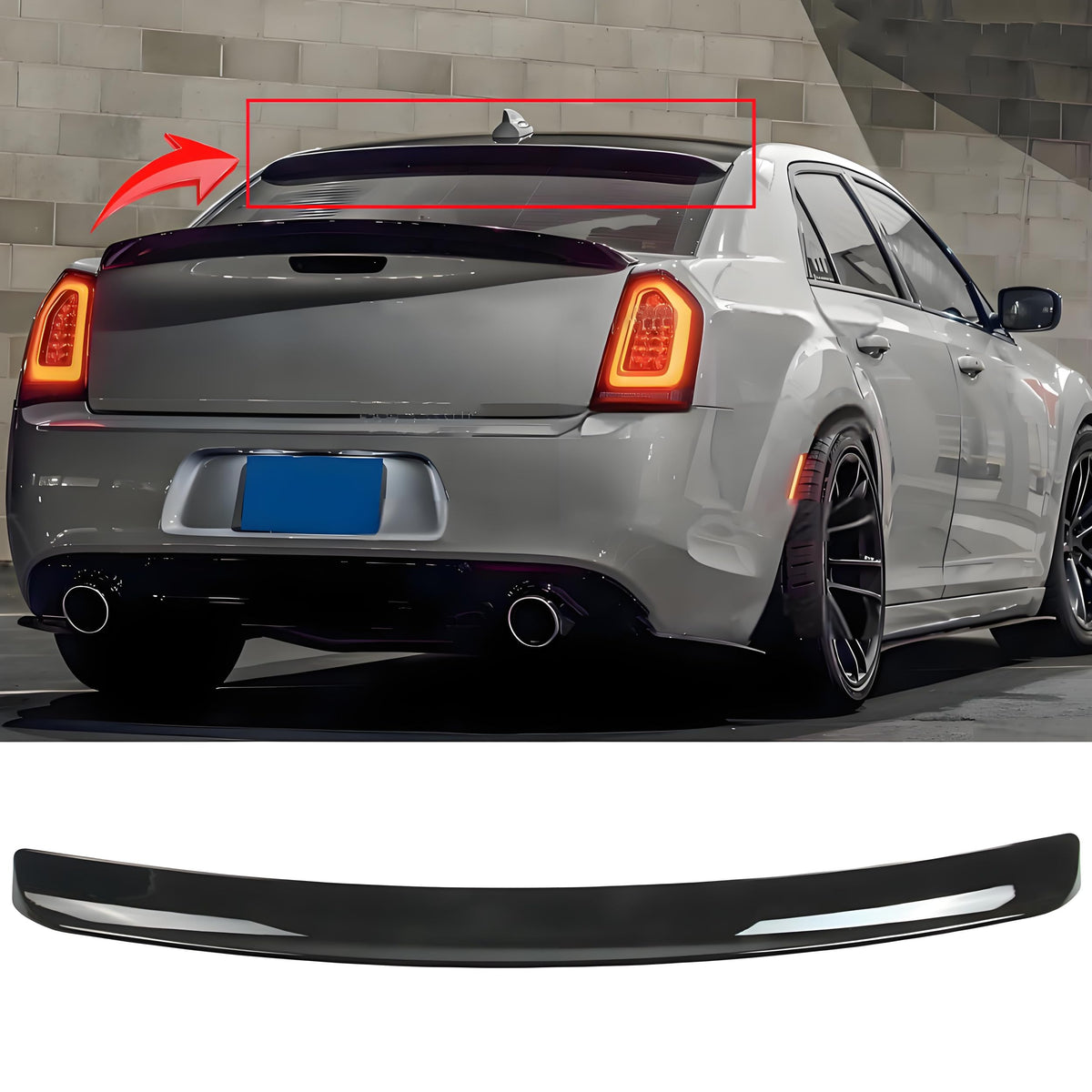 MUTUSAISI front view of spoiler showing clean fit and improved rear profile benefit