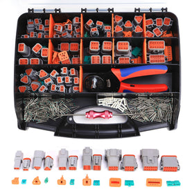 MUYI kit front packaging showing complete DT connector assortment and tools, reliable readiness