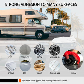MuzeFansi used on an RV roof at campsite showing weatherproofing and peace of mind