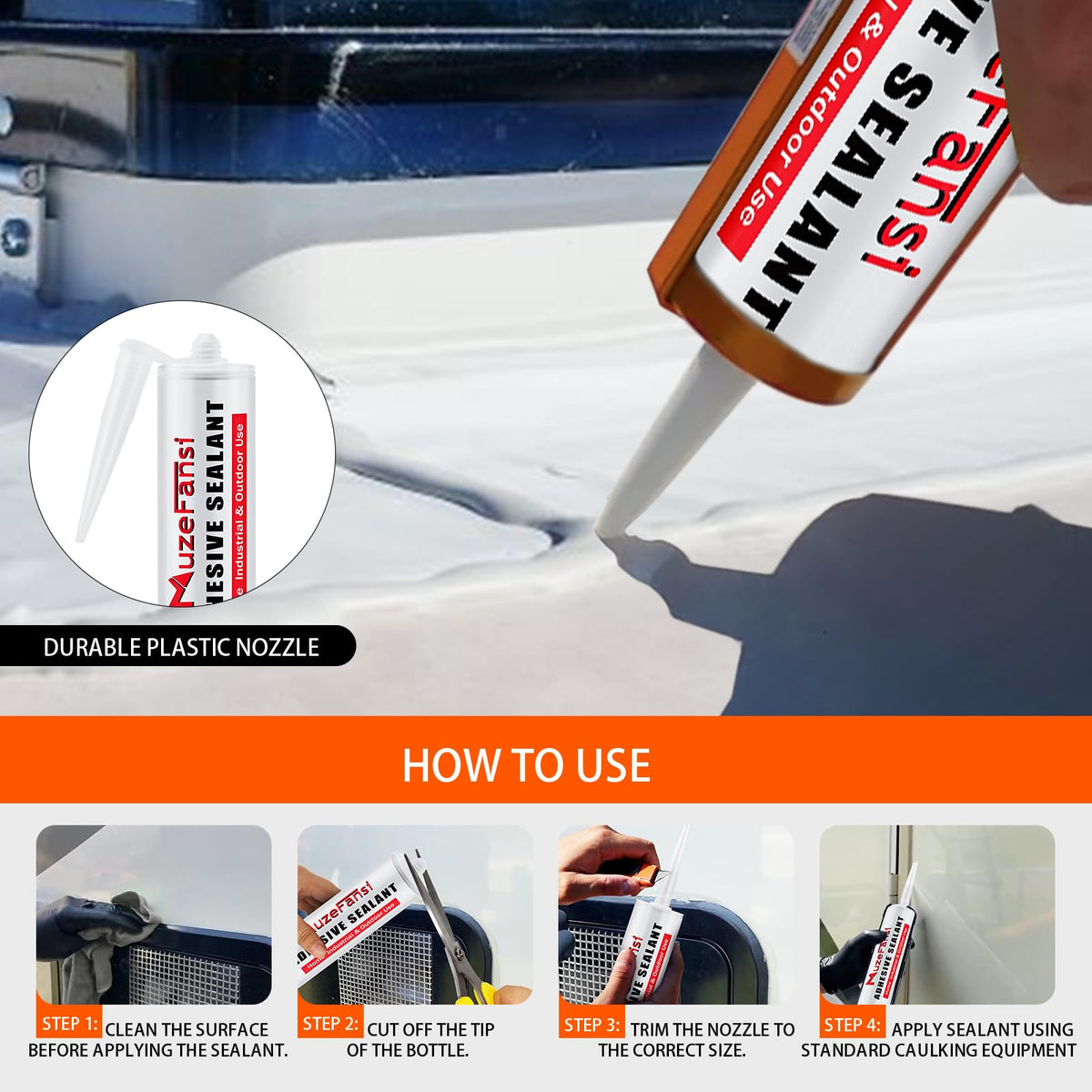 MuzeFansi seal along EPDM roof edge showing strong adhesion and flexible bond
