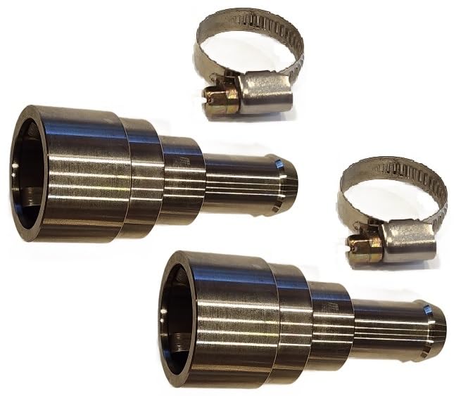 Muzzys front view of two stainless connectors showing durable upgrade