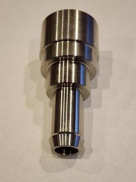 Muzzys connector next to heater core tube for scale and fit confirmation