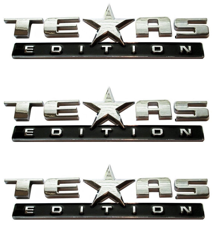 Muzzys front view of chrome black emblem showing bold Texas Edition styling and visual upgrade