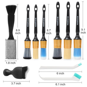 MVEQRRN boar hair brush close-up showing soft natural bristles for scratch-free cleaning