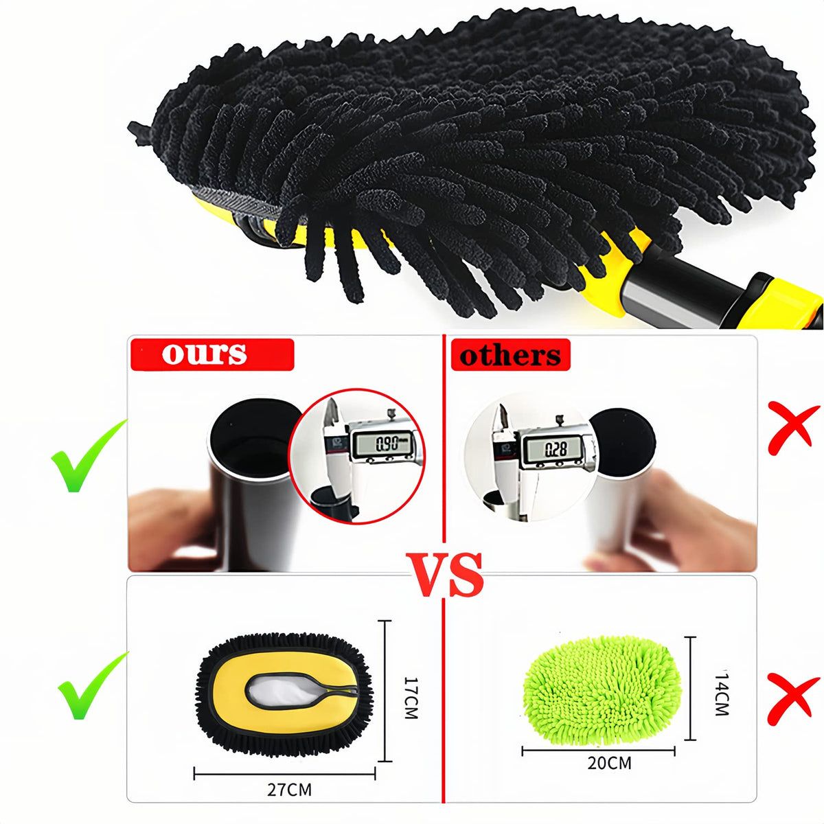 MVEQRRN chenille microfiber head texture protecting paint while lifting dirt