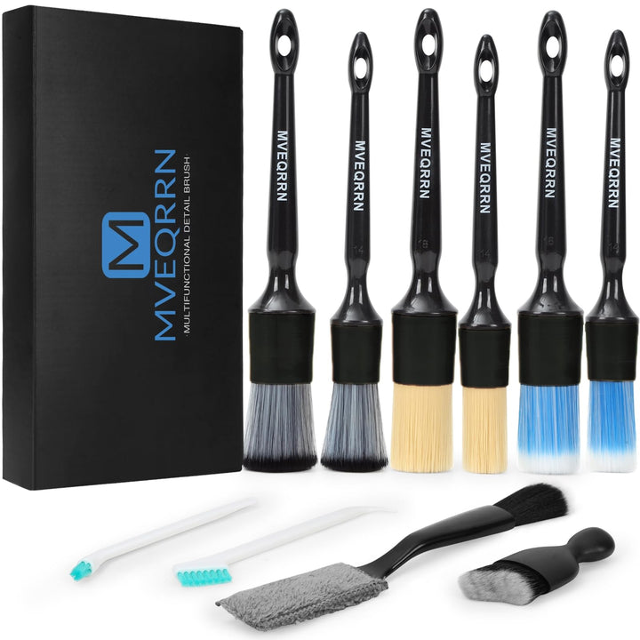 MVEQRRN front packaging showing full 10-piece brush set and organization benefit