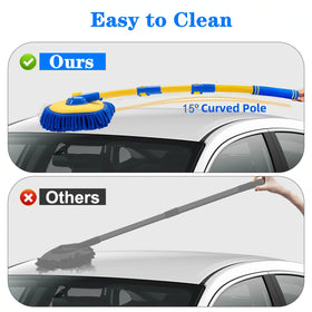 MVEQRRN brush in use cleaning car roof demonstrating extended reach and ease