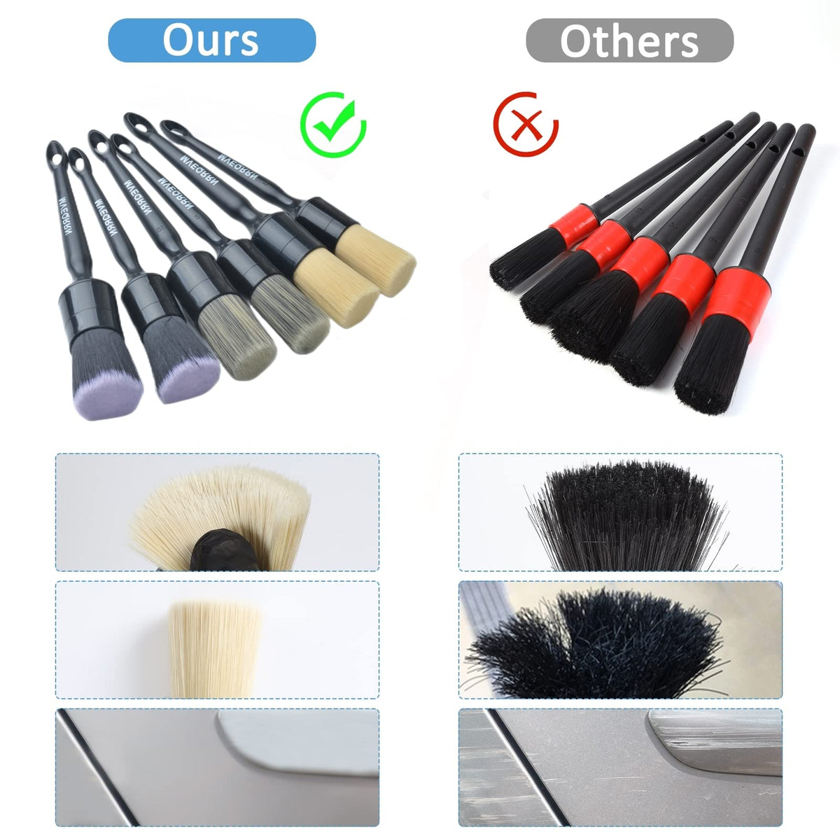 MVEQRRN brushes beside a coin showing size and reach for tight spaces