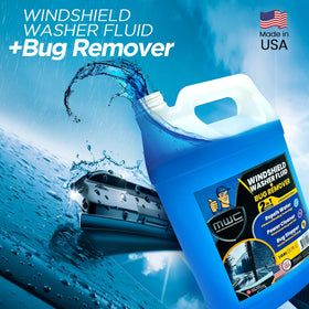 MWC bottle pouring into car washer reservoir for fast refill