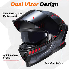 MXJ Gear dual lens set demonstrating clear and dark visibility benefit