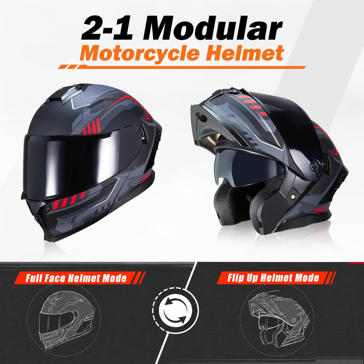 MXJ Gear side profile with chin bar flipped up for quick access benefit