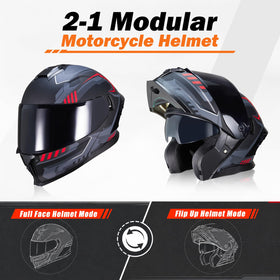 MXJ Gear side profile with chin bar flipped up for quick access benefit