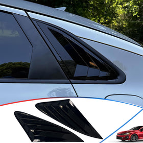 MXkanos front view louvers showing bright black sporty trim and enhanced style