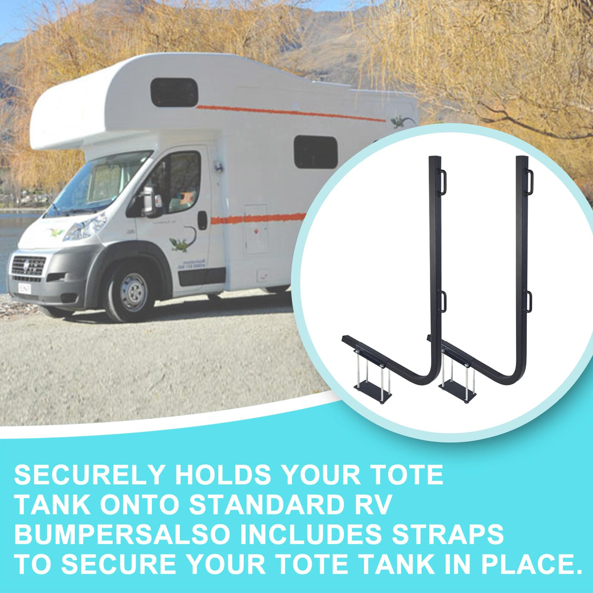 MY RUSTIC rack mounted with tote tank demonstrating stable transport benefit