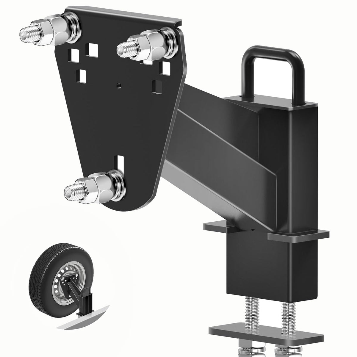 MY RUSTIC front view of mounted spare showing secure fit and compact profile