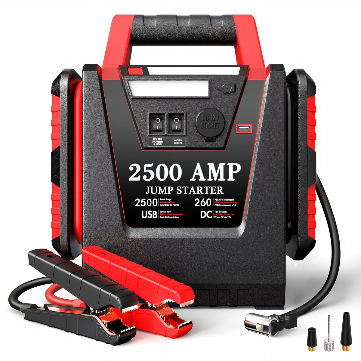 MyAnts front view of jump starter showing compact design and ready-to-use portability