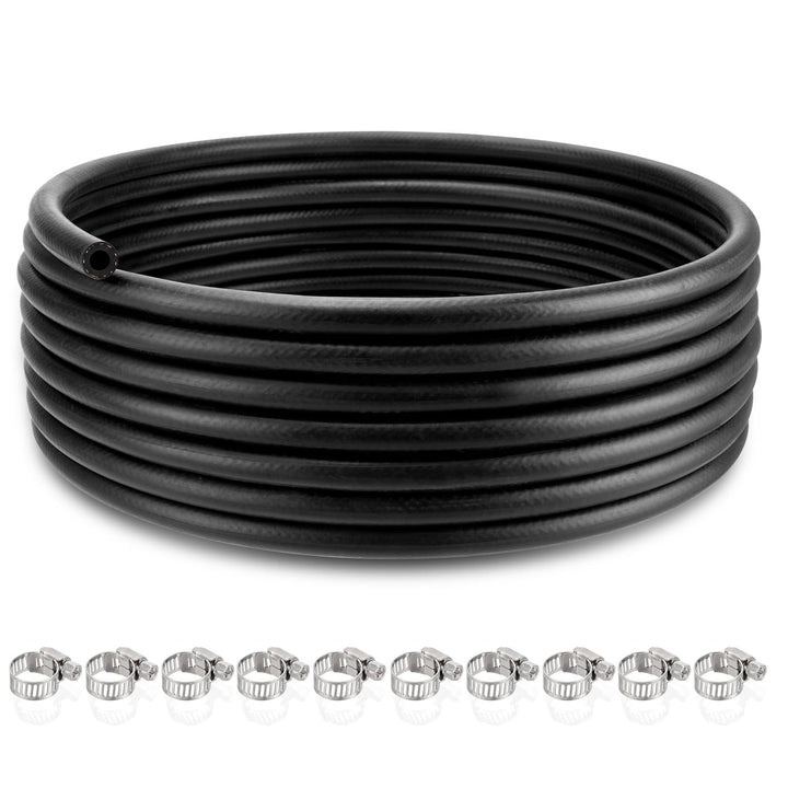 mycheng front view of 25FT fuel hose showing length and packaging benefit