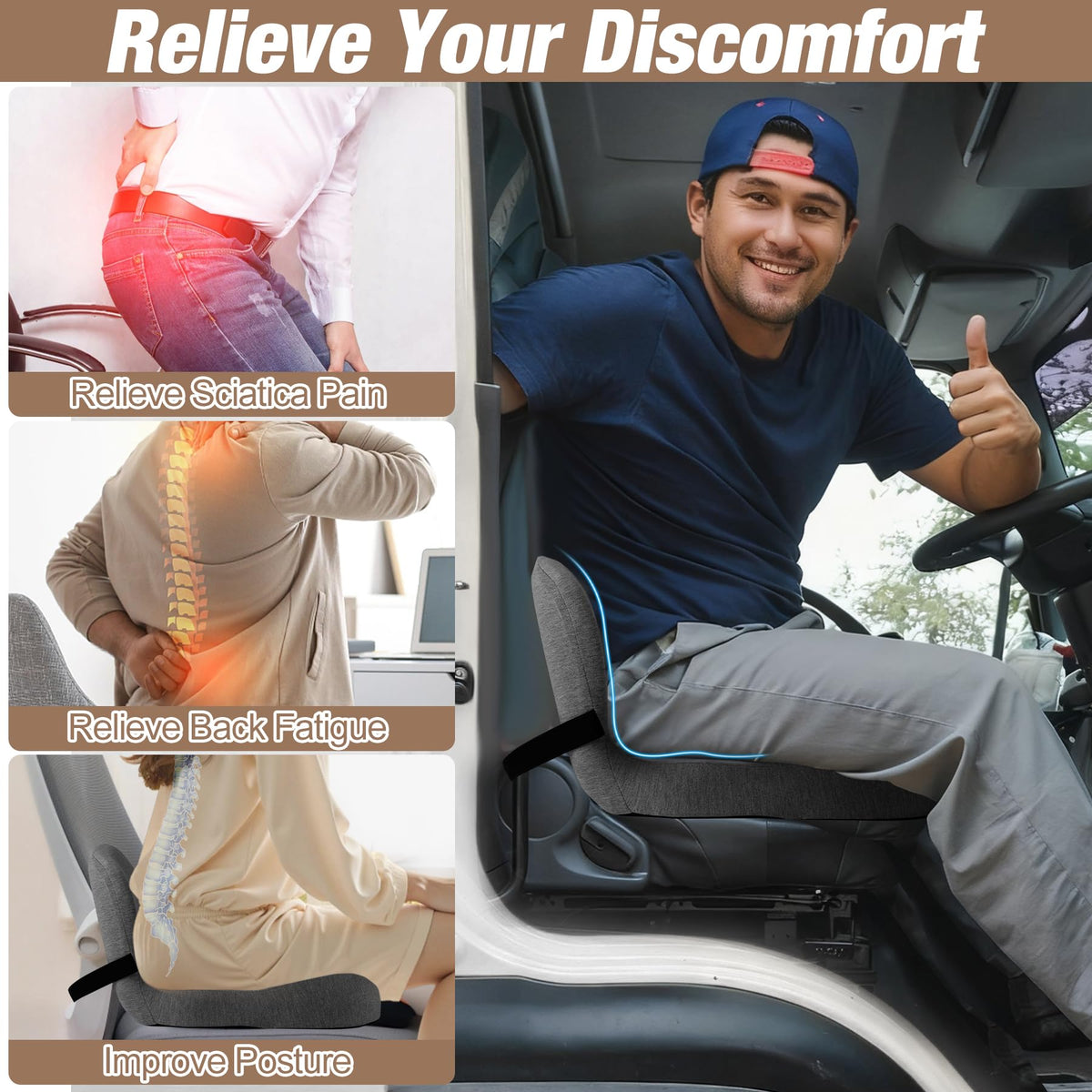 MYFAMIREA adjustable straps securing cushion and preventing movement