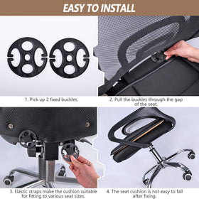 MYFAMIREA cushion on office chair showing portable daily use benefit