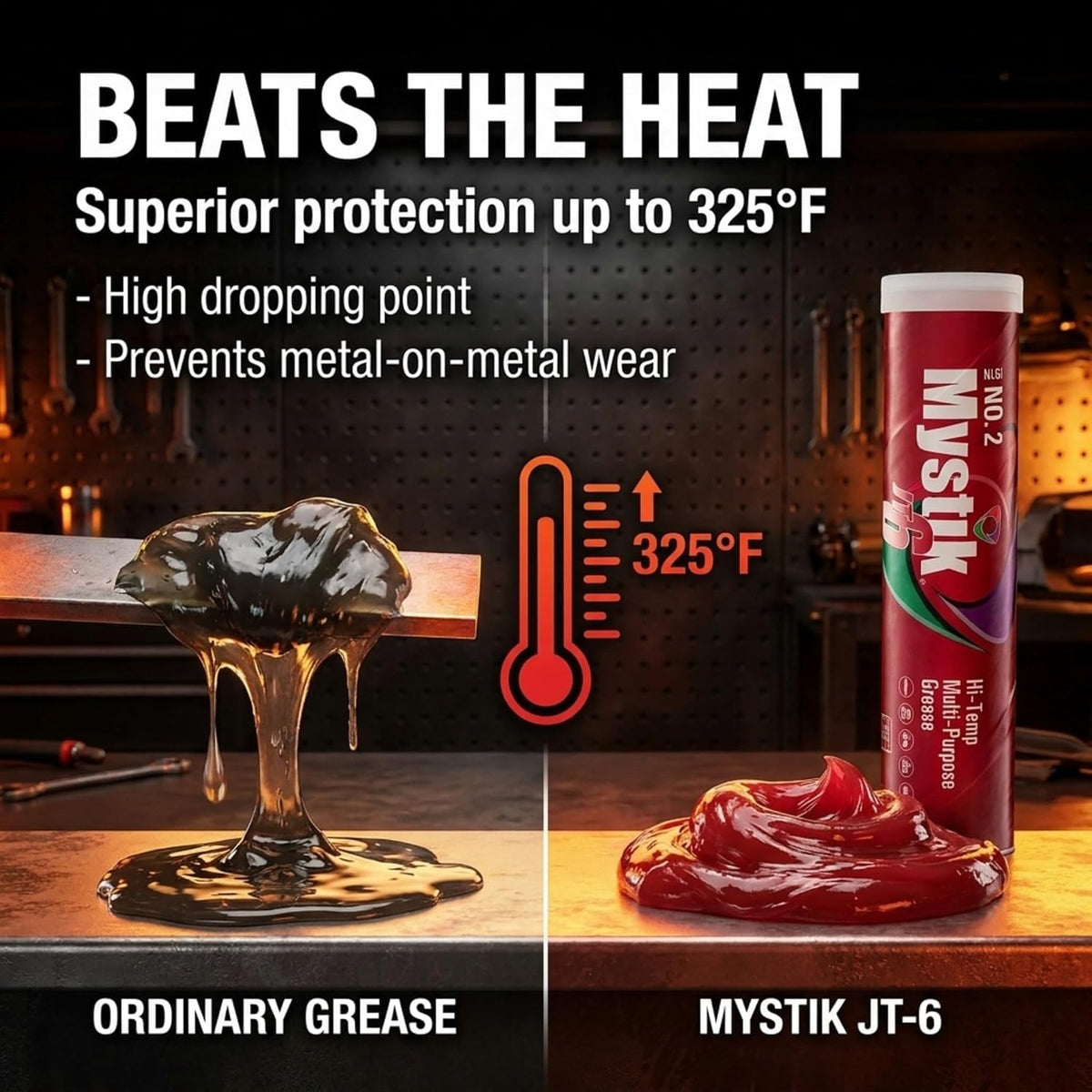 Mystik JT-6 applied to wheel bearing illustrating protection and reduced wear