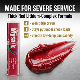 Mystik JT-6 cartridge close-up showing red lithium grease and consistent fill