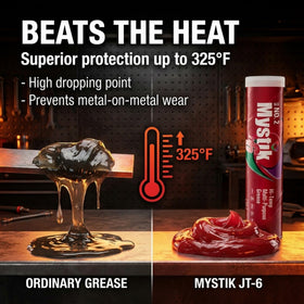 Mystik JT-6 grease texture displaying smooth red lithium complex for stability