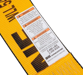 Mytee Products strap securing load on flatbed showing reliable cargo control