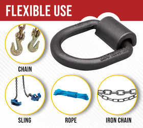 Mytee Products with chain and hook engaged demonstrating secure tie-down capability benefit