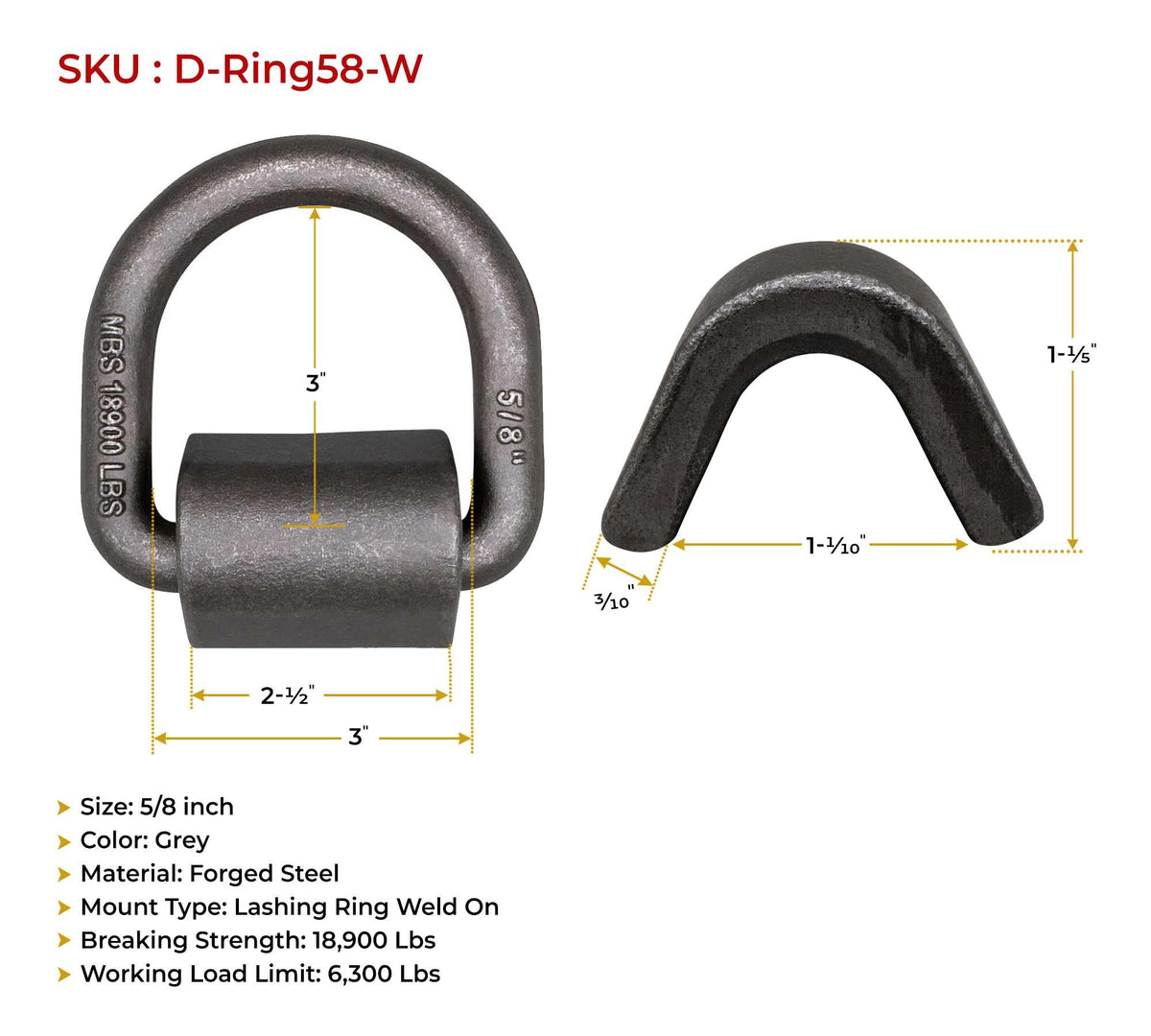 Mytee Products D-ring welded to trailer deck demonstrating secure tie-down point