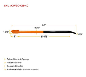 Mytee Products winch bar next to tape measure showing 40-inch scale for leverage