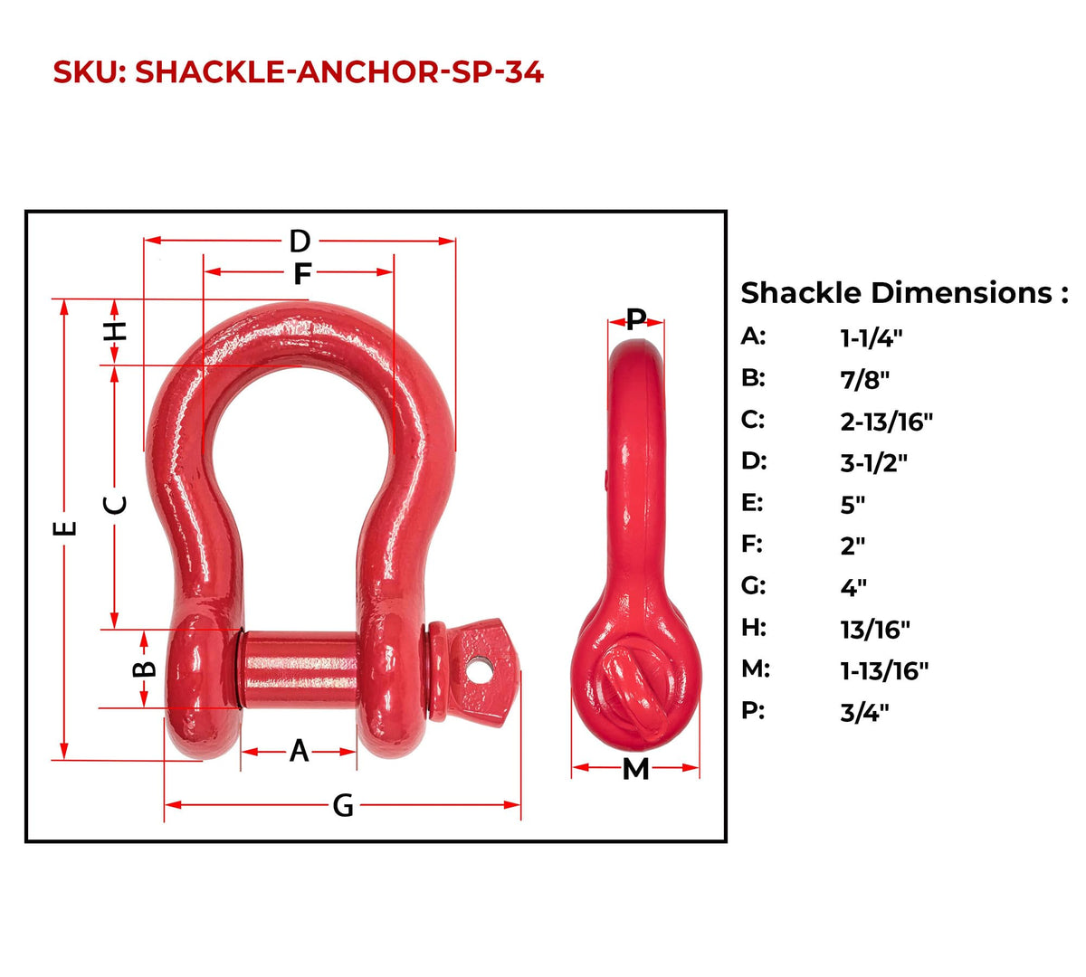 Mytee Products anchor shackle connected to tow strap demonstrating secure attachment