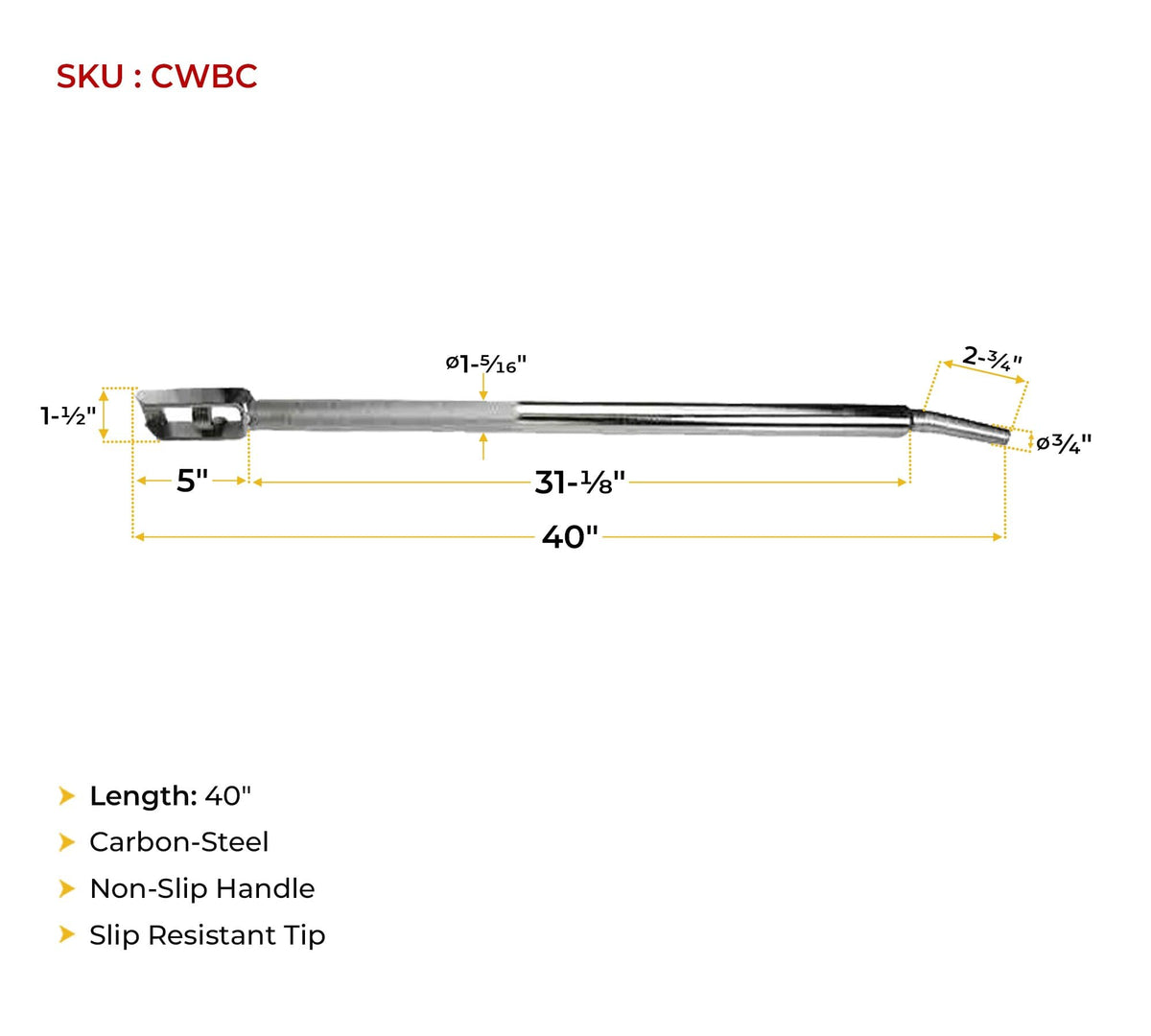 Mytee Products knurled non-slip handle close-up displaying grip texture for secure handling