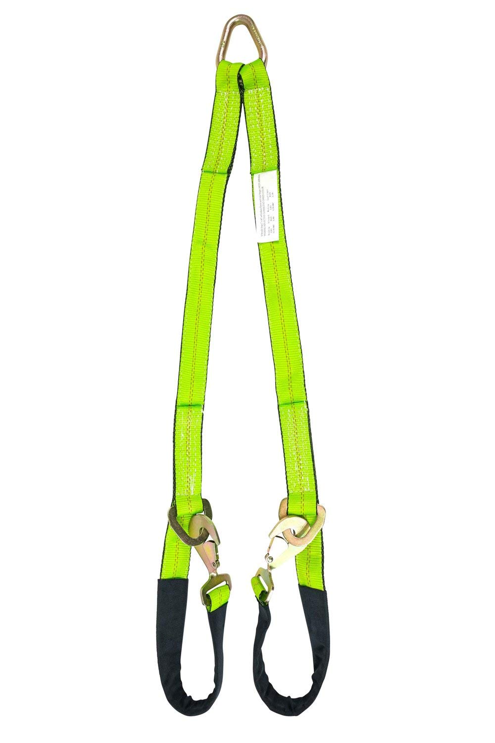 Mytee Products V-bridle front view showing hooks and D-ring, highlights secure towing