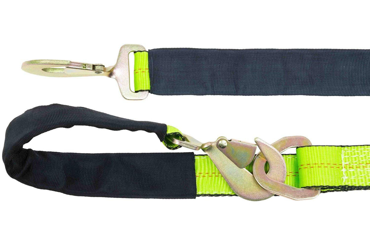 Mytee Products V-bridle fitted on flatbed tow truck for real-world transport use