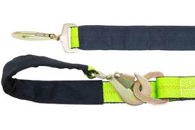 Mytee Products V-bridle fitted on flatbed tow truck for real-world transport use