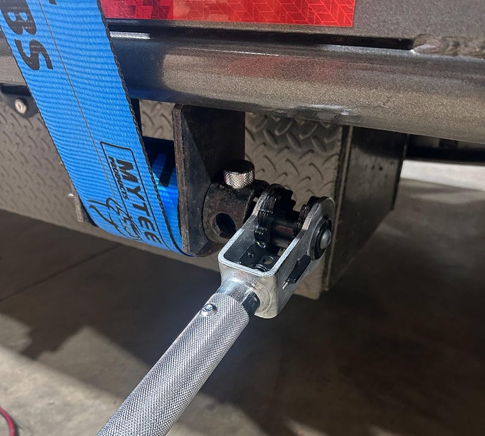 Mytee Products winch bar stored beside protector sleeve illustrating neat storage and finish care