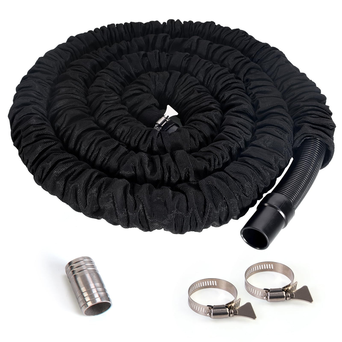 MytheeTale full 27 ft sewer hose kit front view shows included parts and easy install