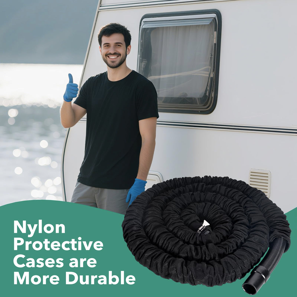 MytheeTale nylon sleeve close-up showing abrasion resistance and long life