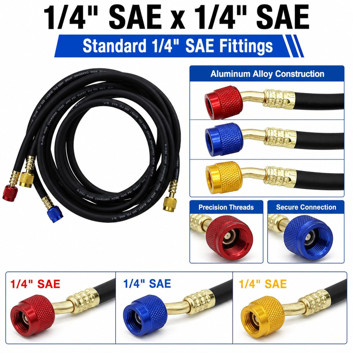 mytithger hose end with 1/4" SAE thread for universal fitting compatibility
