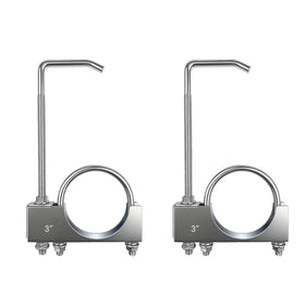 Myzpahn front view of two exhaust clamp hangers showing durable construction and value