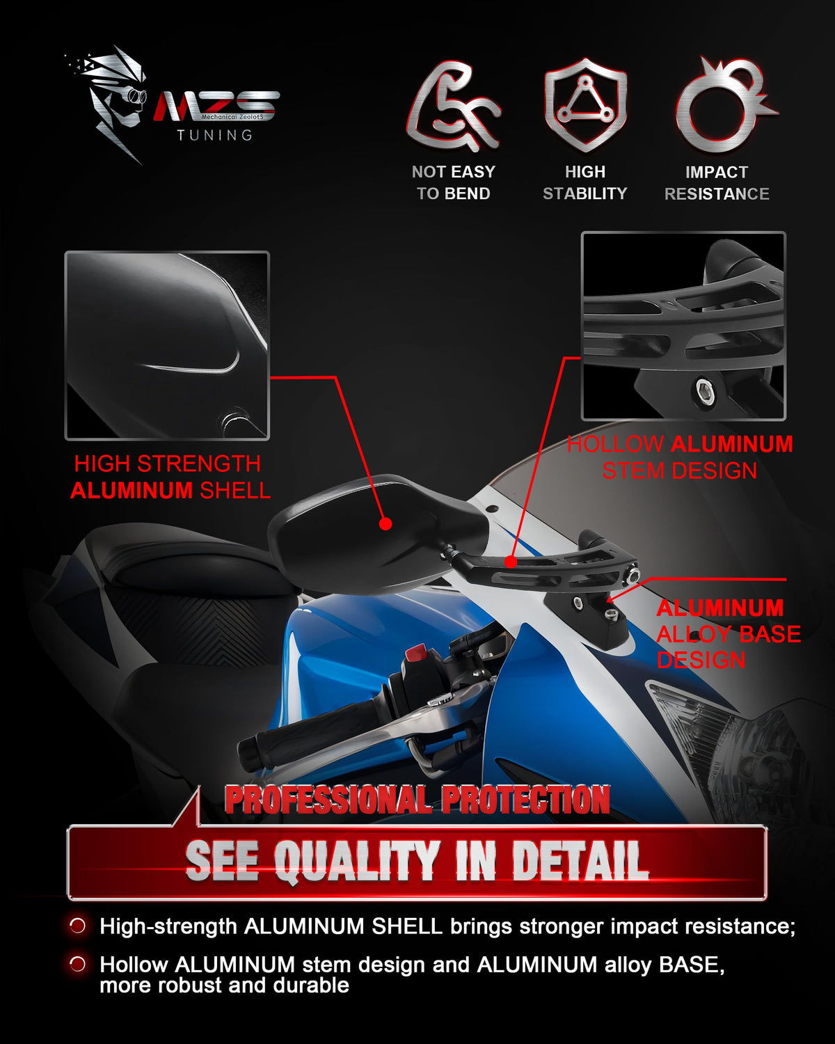 MZS detail of aluminum housing highlighting durable corrosion resistance