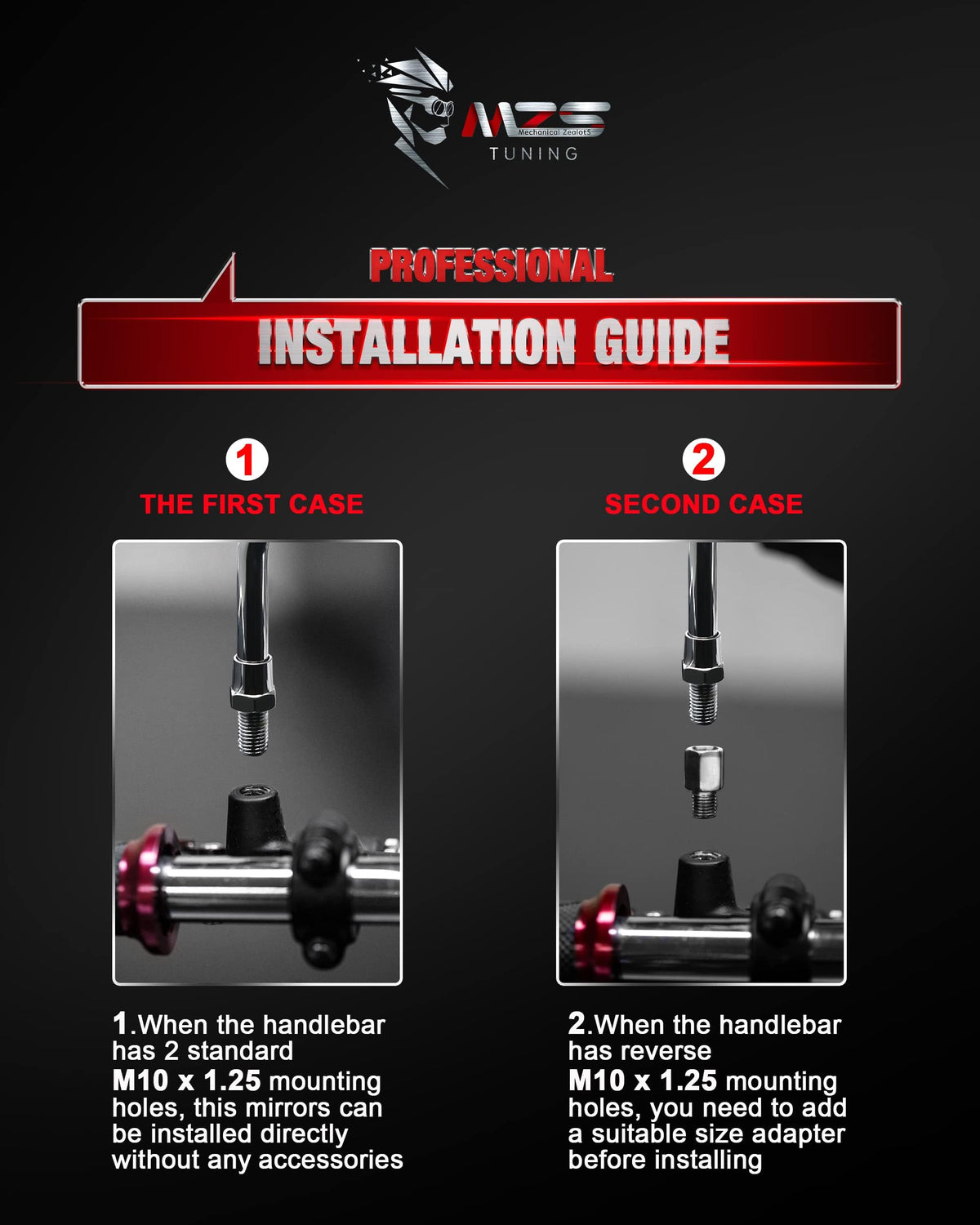 MZS adapters and packaging included for universal 10mm fitment and quick installation
