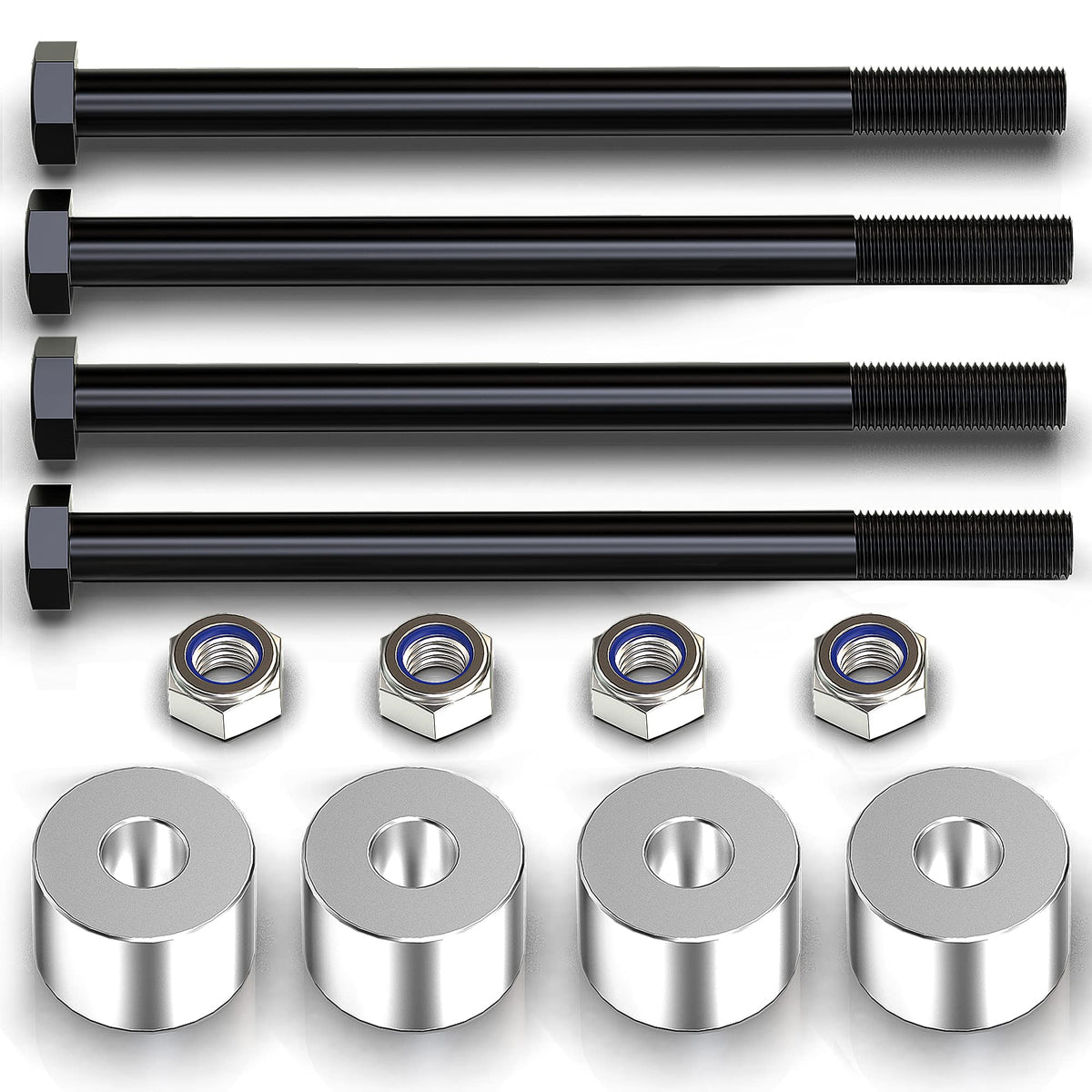 MZS kit front overview showing spacers and hardware, illustrating improved fit