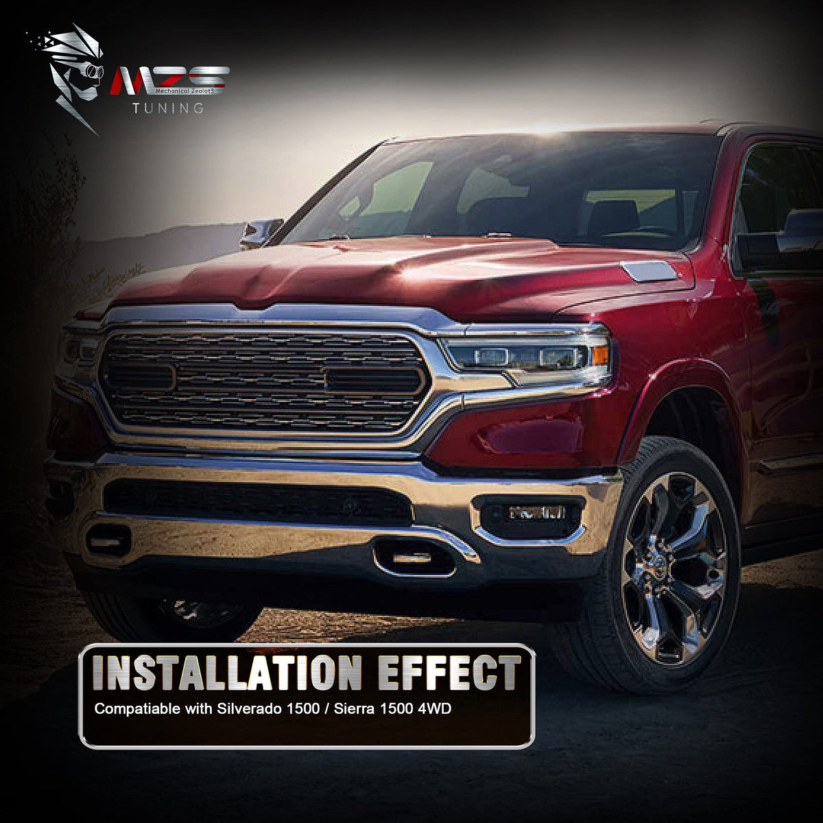 MZS kit on a lifted Silverado driving, showcasing smoother ride and reduced vibration