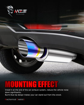 MZS installed on car rear showing how burnt tip enhances appearance and presence