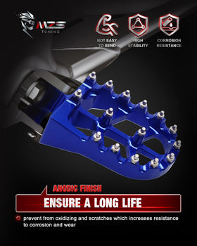 MZS installed left-side foot peg on Yamaha bike providing improved rider stability