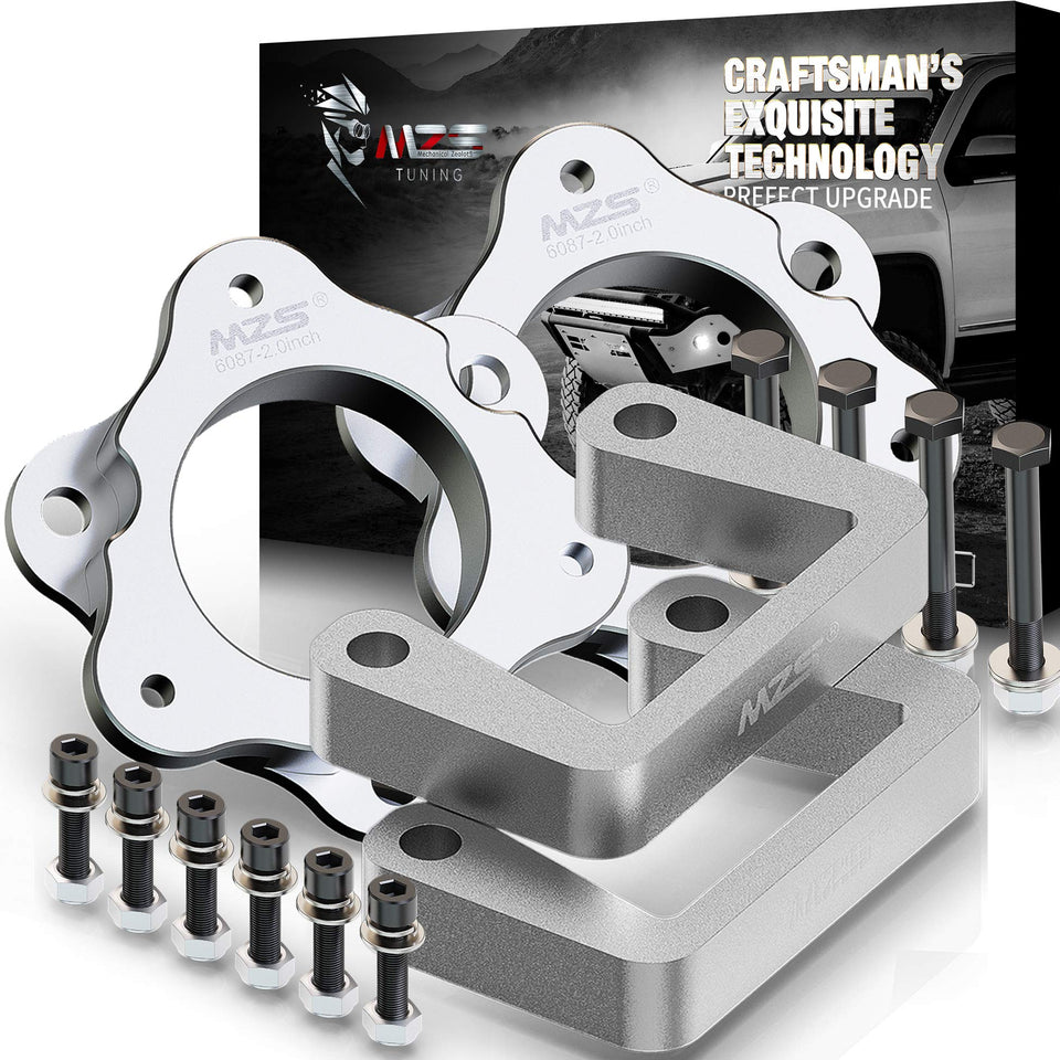 MZS front leveling kit packaging showing contents and branding, clear product identification benefit